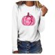 thumbnail image 1 of Tops de cáncer de mama de manga larga informales sueltos con estampado de cuello redondo para mujer Pompotops  gfhjh1571, 1 of 4