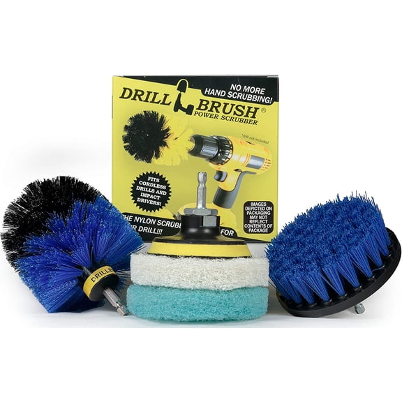 Cleaning Supplies - Bathroom - Kitchen - Drill Brush - Scouring Pad - Kit - Shower Cleaner - Bathtub - Bath Mat - Shower Curtain - Scrub Brush - Tile - Grout Cleaner - Flooring - All Purpose Cleaner