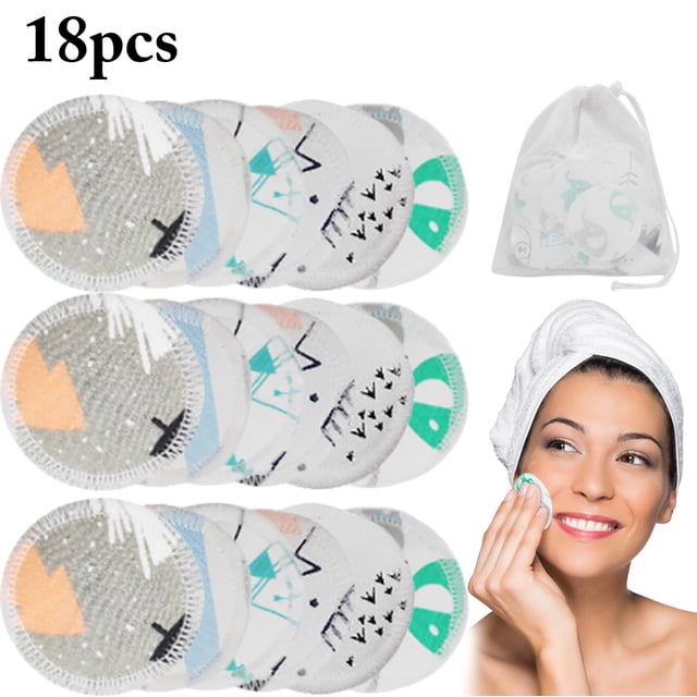 Tampon Démaquillant Lavable Réutilisable en Coton avec Sac en Filet