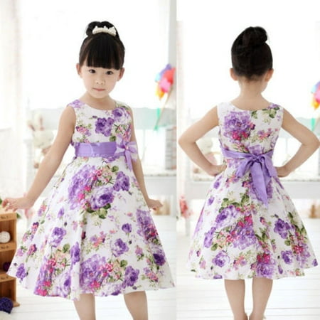 Elegant Girls Kids Princess Wedding Party Flower Bow Gown Full Fancy Dresses HEZ
