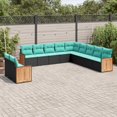 thumbnail image 1 of vidaXL 11 Piece Garden Sofa Set with Cushions Black Poly Rattan, 1 of 4
