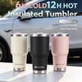 thumbnail image 4 of AQUAPHILE 30 oz Tumbler with Lid and Straw, Stainless Steel Vacuum Insulated Water Coffee Tumbler Cup, Double Wall Powder Coated Spill-Proof Travel Mug Thermal Cup,Black, 4 of 7