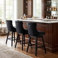 thumbnail image 5 of TEWLOSS 30" Swivel Bar Stools Set of 3, Black Velvet Bar Height Chairs with Back for Home Pub, 5 of 9