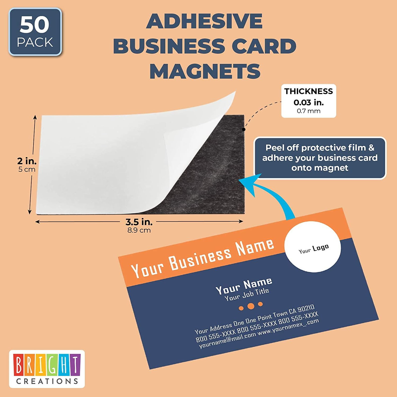 2,000 Self Adhesive Peel and Stick Business Card Promotional Magnets 