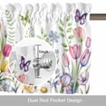 thumbnail image 6 of Spring Flowers Valance Curtain for Windows Watercolor Yellow Pink White Floral Leaf Butterfly Dragonfly Rod Pocket Curtain Valances Short Window Treatments for Kitchen Bathroom Laundry 42 x 18 Inch, 6 of 9