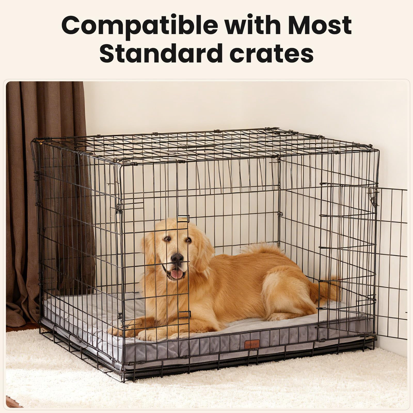 Waterproof Dog Bed For Extra Large Dogs  Machine-washable Removable Cover In Easy-clean Fabric High Density Foam & Easy-carry Handle Suitable Crate 41 Inch (gray)