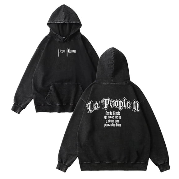 Peso Pluma Merch La People II Hoodie Vintage Washed Dirtyfit Fashion Winter Sweatshirts Top