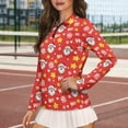 thumbnail image 3 of Yuyamidu HO-HO-HO Golf Shirts for Women Santa Claus Golf Top Red Christmas Long Sleeve Tennis Outfits Quater Zipper Activewear Size M, 3 of 8