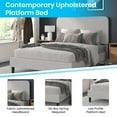 thumbnail image 4 of Emma + Oliver Queen Sized Fabric Upholstered Platform Bed in Light Grey with Curved, Slim Panel Headboard and Wooden Support Slats, 4 of 11