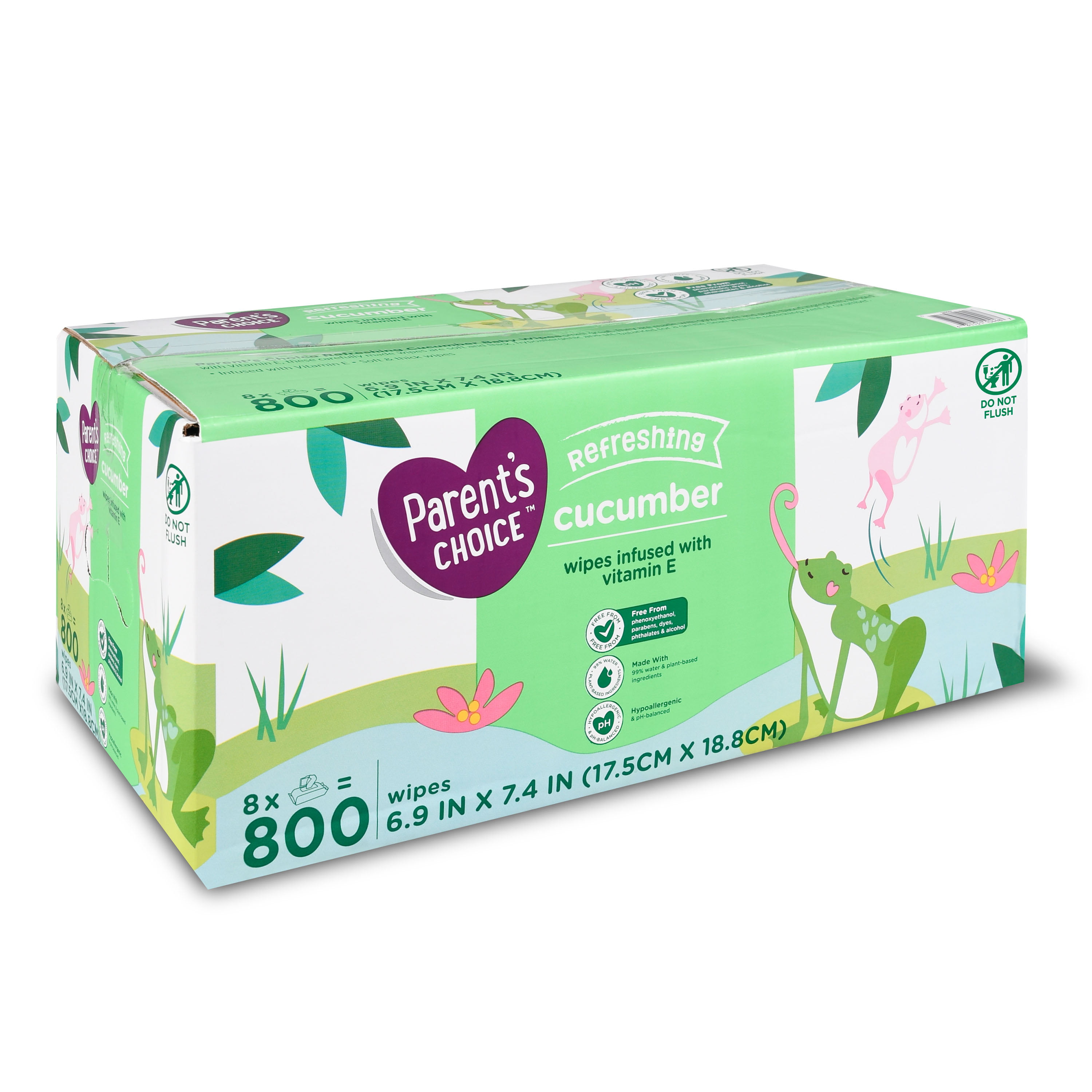 800 Count Parents Choice Cucumber Scent Baby Wipes 