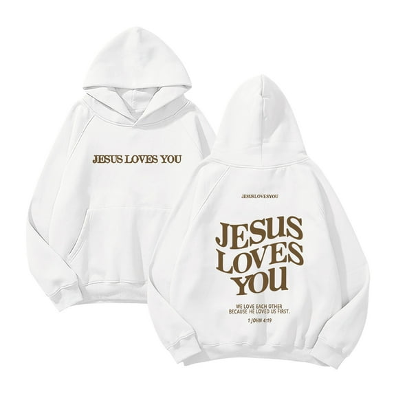 Hoodies for Women Jesus Loves You Hooded Sweatshirts Graphic Letter Print Sweatshirt Oversized Womens Pullover Sweatshirt Fall Sweatshirts for Women Womens Trendy Clothes