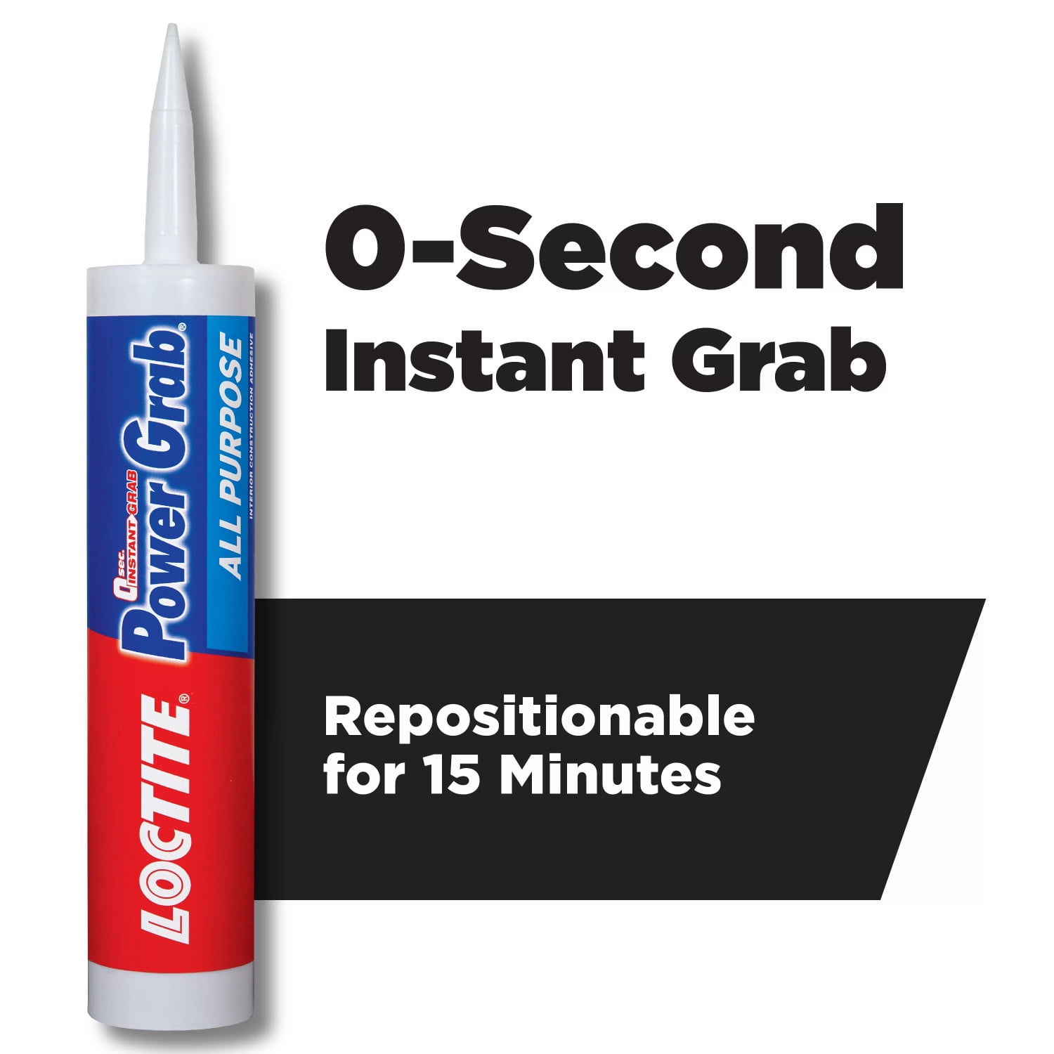(6 pack) Loctite Power Grab Construction Adhesive All Purpose, Pack of 1, White 9 fl oz Cartridge