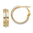 thumbnail image 2 of Primal Gold 14 Karat Two-tone Diamond-cut Hoop Earrings, 2 of 4