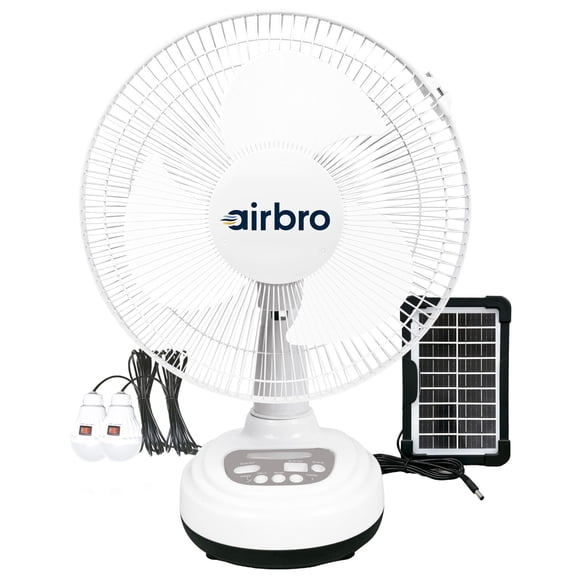 Ventilador airbro FSA-12 recargable AC/DC con carga solar de 30 cm
