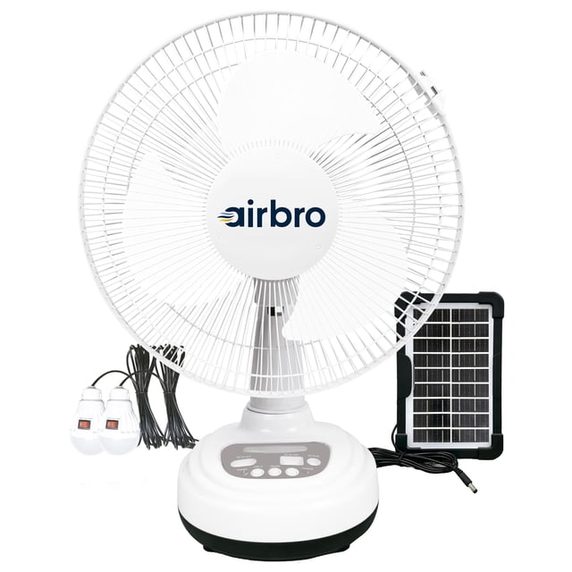 Ventilador airbro FSA-12 recargable AC/DC con carga solar de 30 cm