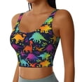 thumbnail image 2 of Fuzoiu Colorful Dinosaur Print Women's Sports Vest,U-Back Sports Tank,Gym Vests,Athletic Sleeveless Shirts,Exercise Undershirts,Yoga, Gym, and Dance Wear-XX-Large, 2 of 8