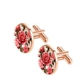thumbnail image 2 of Rose Stainless Steel Cufflinks Set for Men Cufflink Dress Shirt Suit Wedding Business Formal Wear Event, 2 of 6