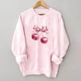 thumbnail image 6 of ClodeEU Women's Cute Cherry and Bow Print Round Neck Sweatshirt,Crewneck Long Sleeve Drop Shoulder Pullover Tops Pink 10,Womens Plus XL, 6 of 7