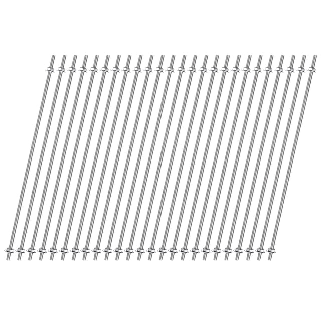25pcs 8/32 Inch Threaded Rods with Hex Nuts and Washers 18 Inch Rod, Silver