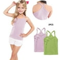 thumbnail image 2 of Dlentnea 2 Pack Racerback Camisole for Girls Cotton Cami Spaghetti Strap Tank Top Undershirts Dancewear, 2 of 7