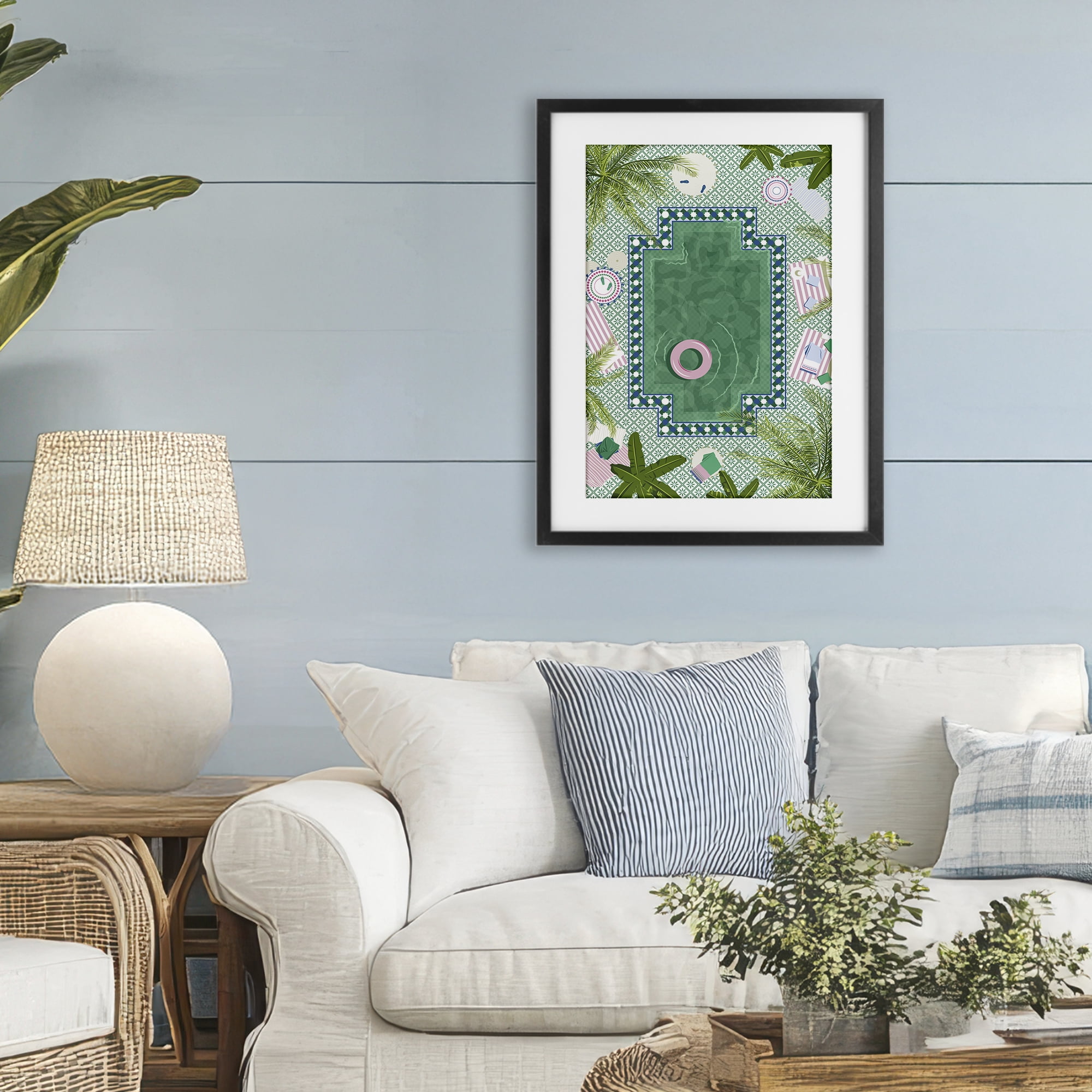 Stupell Industries Morocco Riad Pool Black Framed Print Under Glass, design by Vero Illustrates