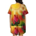 thumbnail image 6 of Rateoe Rose Psychedelic Pattern Women's Short-Sleeved Pajama Set - 2 Piece Soft and Lightweight Sleepwear Set-XX-Large, 6 of 7