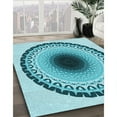 thumbnail image 2 of Ahgly Company Indoor Rectangle Patterned Tron Blue Area Rugs, 2' x 5', 2 of 6