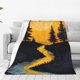 thumbnail image 1 of Fotbe Sunset River Pine Trees Manta de Franela Acolchonada con Estampado, Súper Suave y Esponjosa, Extra Grande para Sofá, Cama, Uso Todo el Año-40"x30", 1 of 7