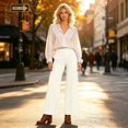 thumbnail image 6 of Wide Leg Palazzo Pants for Women Elastic Waist Summer Work Trousers Straight Leg Dressy Pants with Pockets Teacher Outfits M, 6 of 6