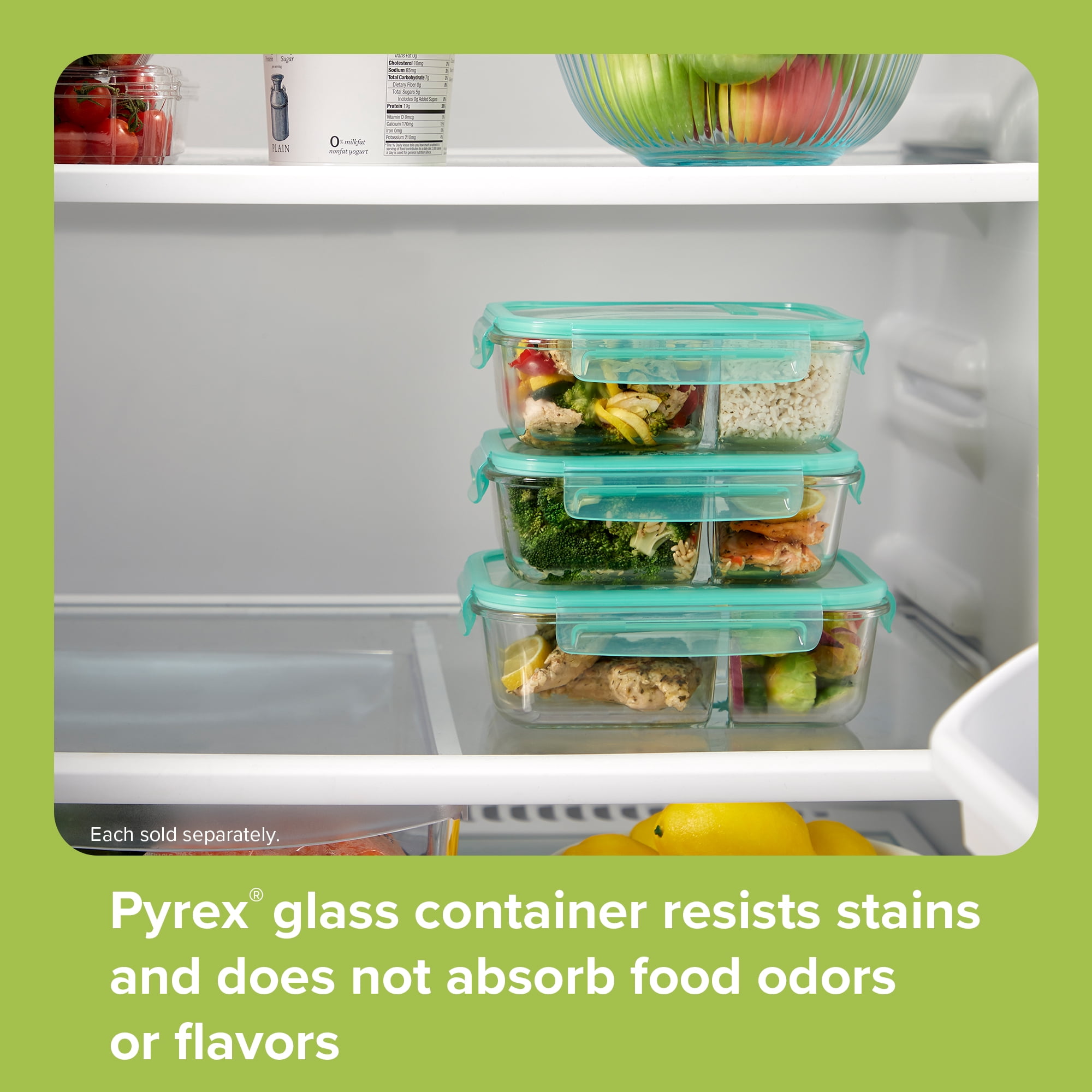 Snapware Meal Box 4-Cup Divided Glass Storage Container with Lid