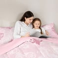 thumbnail image 4 of jejeloiu Soft Damask Twin Comforter Sets For Girls,Retro Print Bedding Set,Pink White,Pink Reversible,2 Pieces,1 Comforter and 1 Pillowcase, 4 of 7
