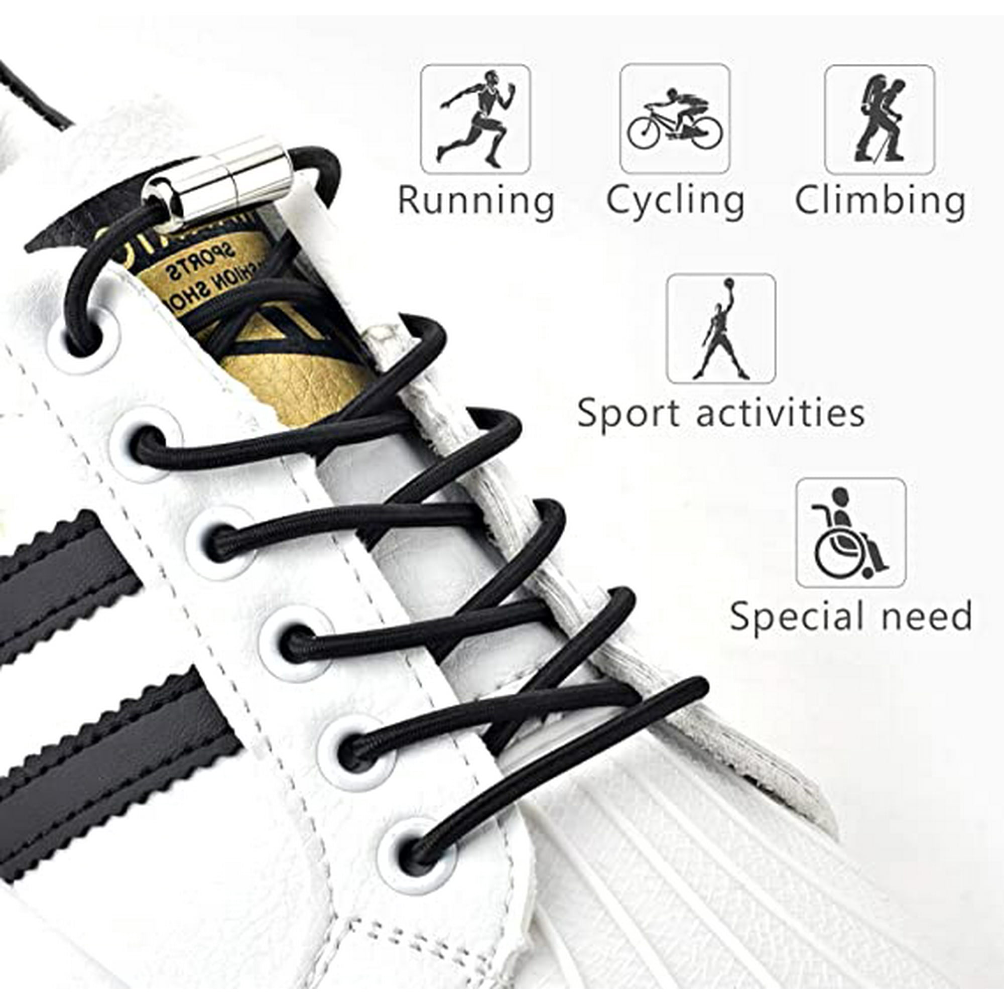 Diannasun No Tie Shoelaces Elastic Shoe Laces No Tie Shoelaces For Adults Kids Sneakers Upgraded Premium Shoe Laces Black One Size Fits All bla
