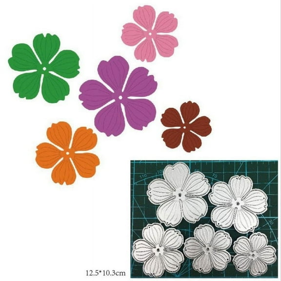 Die Cuts for Card Making, Ouginx 5Pcs 3D Flowers Metal Cutting Dies DIY Die Cutters Die Stencils for Scrapbooking, Embossing & More