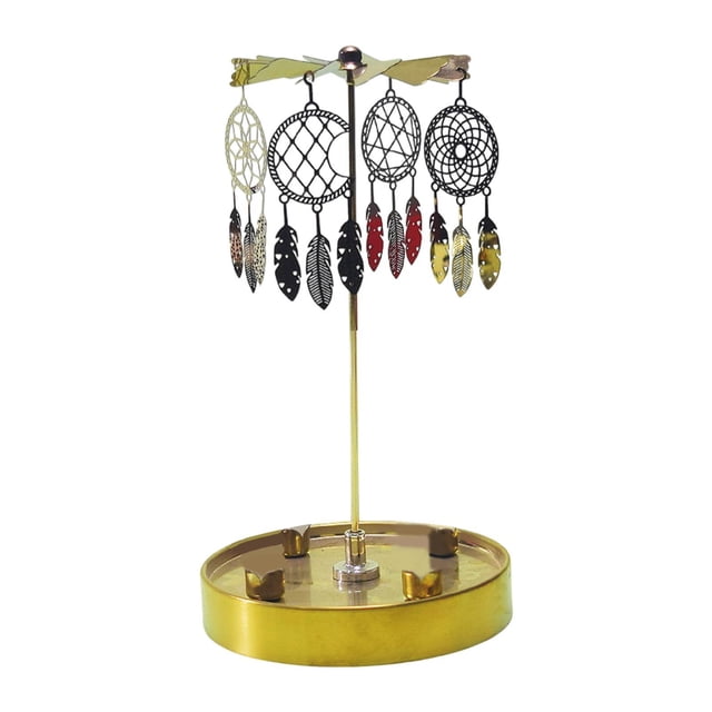 Candelabro giratorio para centro de mesa, fácil de montar, velas de pilar giratorias, decoración para bodas, salas de estar familiares Decoración de aro con atrapasueños
