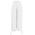 thumbnail image 4 of Gytharion Women Solid Color Cotton Linen Wide-leg Pants Elastic Waist Adjustable Cuff Trousers Casual Fashion Pants with Pockets, 4 of 7