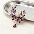 thumbnail image 4 of Floral Pearl Drop Brooch for Women,Blue or Wine Red Zirconia Flower & Leaf Design,Elegant Crystal Brooch for Suit Dress Scarf Wedding Gift Jewelry, 4 of 8