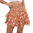 thumbnail image 1 of Vedolay A-Line Skirt Women's Plus Size High Waist Asymmetrical Ruffle Hem High Low Long Maxi Skirt,Orange XL, 1 of 3