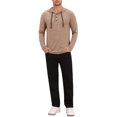 thumbnail image 2 of INSPIRE CHIC Men's Textured Hooded Sweatshirt Long Sleeve Pullover Casual Sweater Hoodies 2XL Khaki, 2 of 6