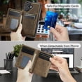 thumbnail image 4 of AutSpace Funda para Apple iPhone 16, Bloqueo RFID, Cuero PU, Compatible con MagSafe, Billetera Desmontable 2 en 1 con Tarjetero, Soporte, Cubierta Protectora Magnética, Marrón, para iPhone 16, 4 of 10