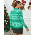 thumbnail image 4 of Festive Women's Christmas Snowflake Tree Pattern Knit Sweater, Green, 2XL, 4 of 8