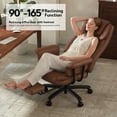 thumbnail image 4 of Ninecer Reclining Office Chair with Footrest 400LBS High Back PU Leather Swivel Executive Computer Chair Adjustable Height Ergonomic Desk Chair for Home Office Brown, 4 of 9