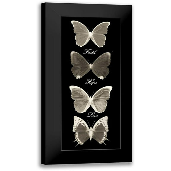 Greene, Taylor 8x14 Black Modern Framed Museum Art Print Titled - Hope Faith Love Butterflies 2