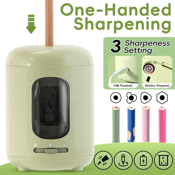 Deli Electric & Battery Pencil Sharpener, Automatic Pencil Sharpeners for No.2 Pencils Colored Pencils, Green
