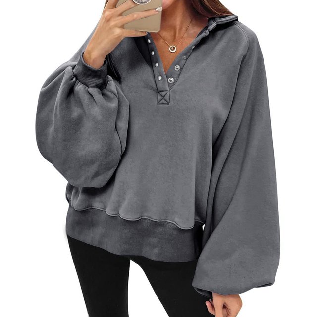 Chandails à Capuchon de Mode pour Femmes 2023 Mode Manches Longues Col Rabattu Couleur Unie Hauts Amples Blouses Chandails en Molleton 50 % de Rabais Liquidation Costumes Halloween/noël