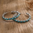 thumbnail image 4 of Eoperou Vintage Turquoise Hoop Earrings Boho Style Circle Statement Earrings Elegant Plated Jewelry for Women, 4 of 7