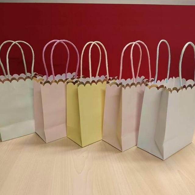 KAKOWELY 10 bolsas de regalo para fiestas: mini bolsas de papel con asa de colores para bodas, baby showers, Día de la Madre y celebraciones.