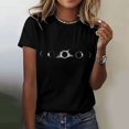 thumbnail image 1 of Hauts d'Été pour Femmes, Blouses Décontractées Élégantes 2024, T-Shirts à Imprimé Solaire, Col Rond, Manches Courtes, Noir, 1 of 4