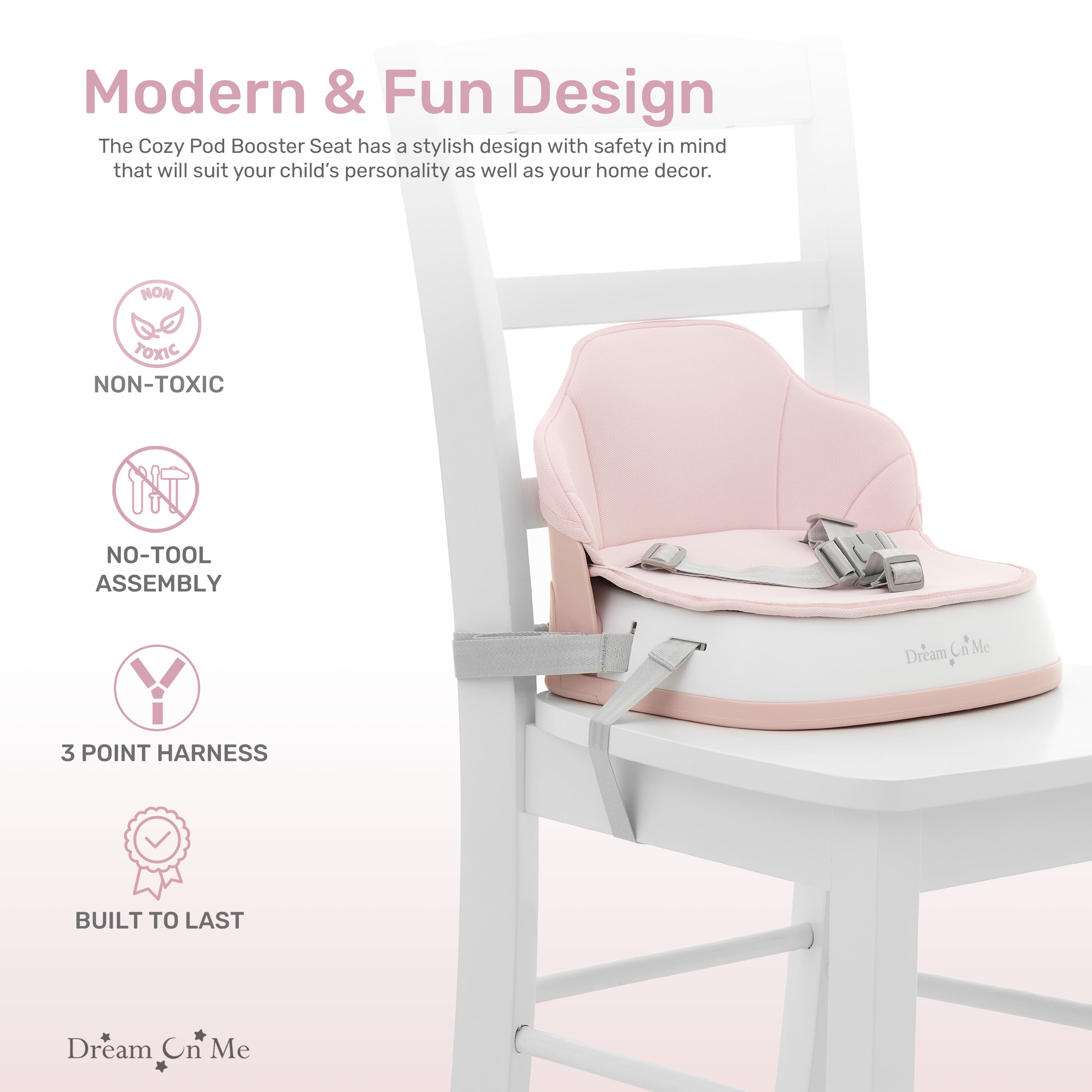Dream On Me Cozy Pod Booster Seat with Removable Cover, Pink
