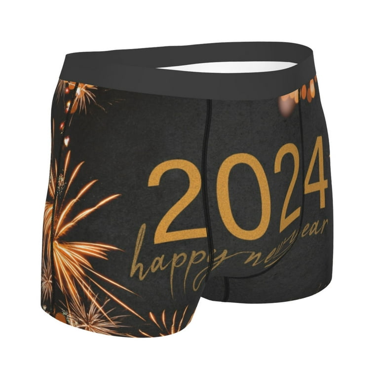 Kll Happy New Year 2024 Men'S Cotton Boxer Briefs Underwear-Small