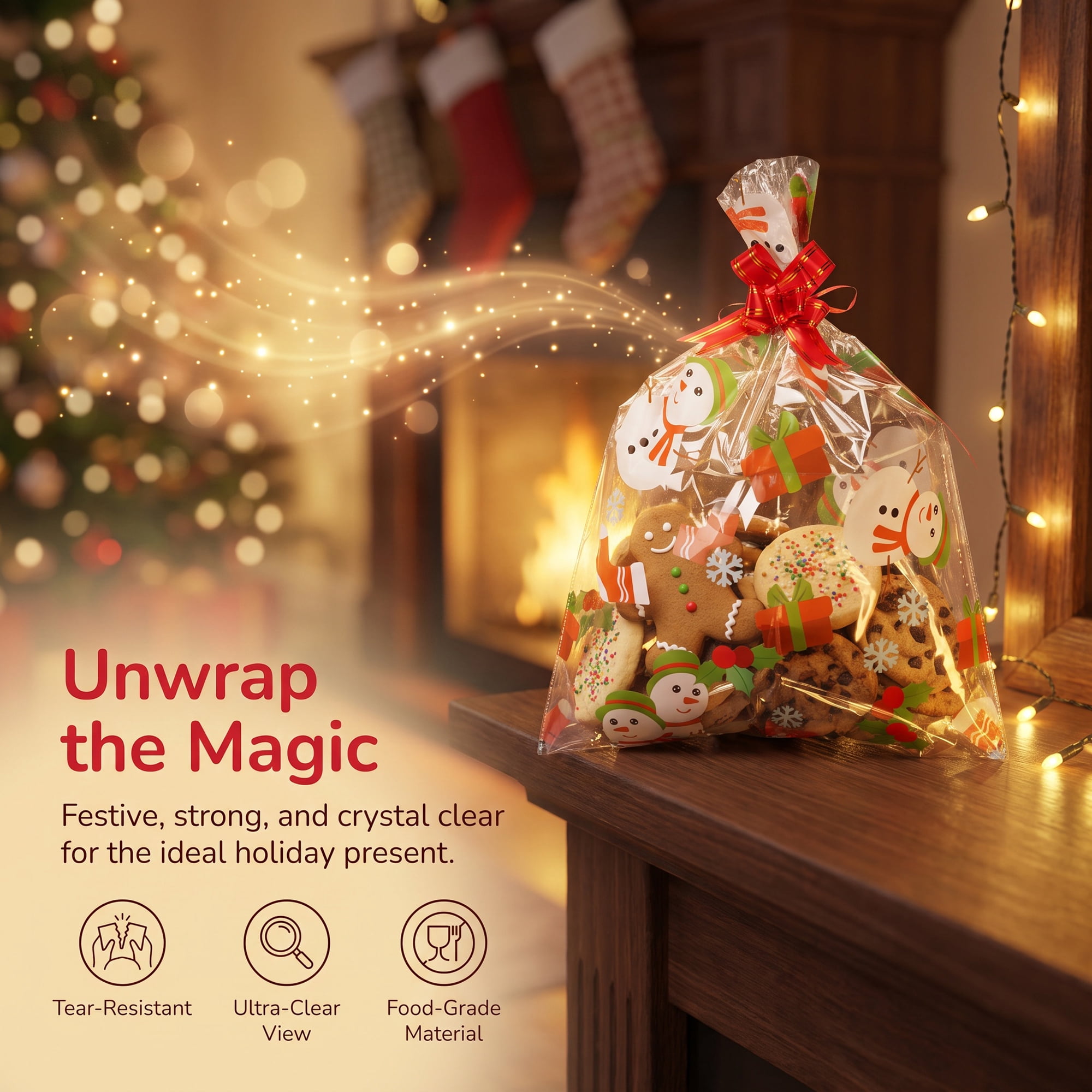 Unique Bargains 10Pcs Gift Bags for Present Packaging Snoman Pattern 17.7" x 23.6"